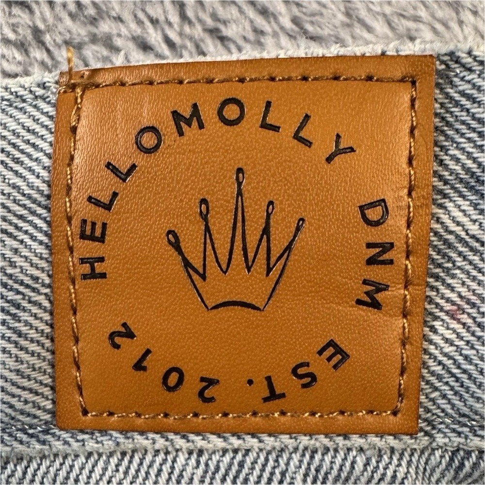 Hello Molly Women High Rise Denim Cutoff Shorts Blue Jean Frayed Size 10